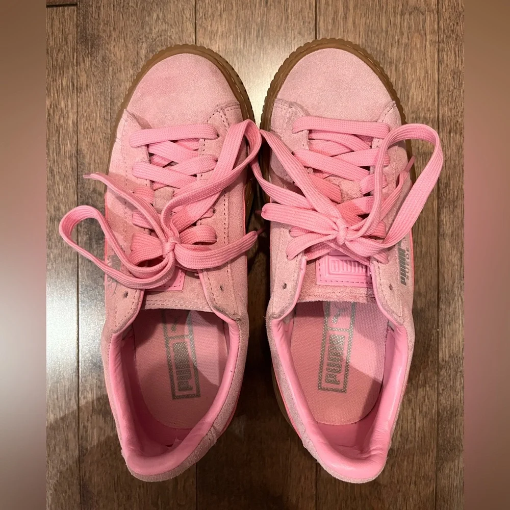 PUMA Kids shoes size 5 suede platform Jr sneakers, prism pink - Picture 2 of 8